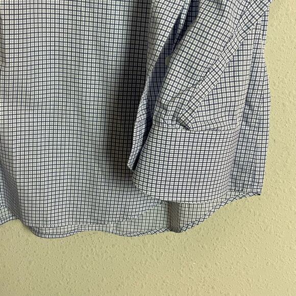 Canali 1934 Shirt Men's 43 17 Blue Gray Long Sleeve Button Up Plaid Italy - Picture 3 of 8